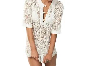 Lucca Tunic Crochet Coverup In Cream