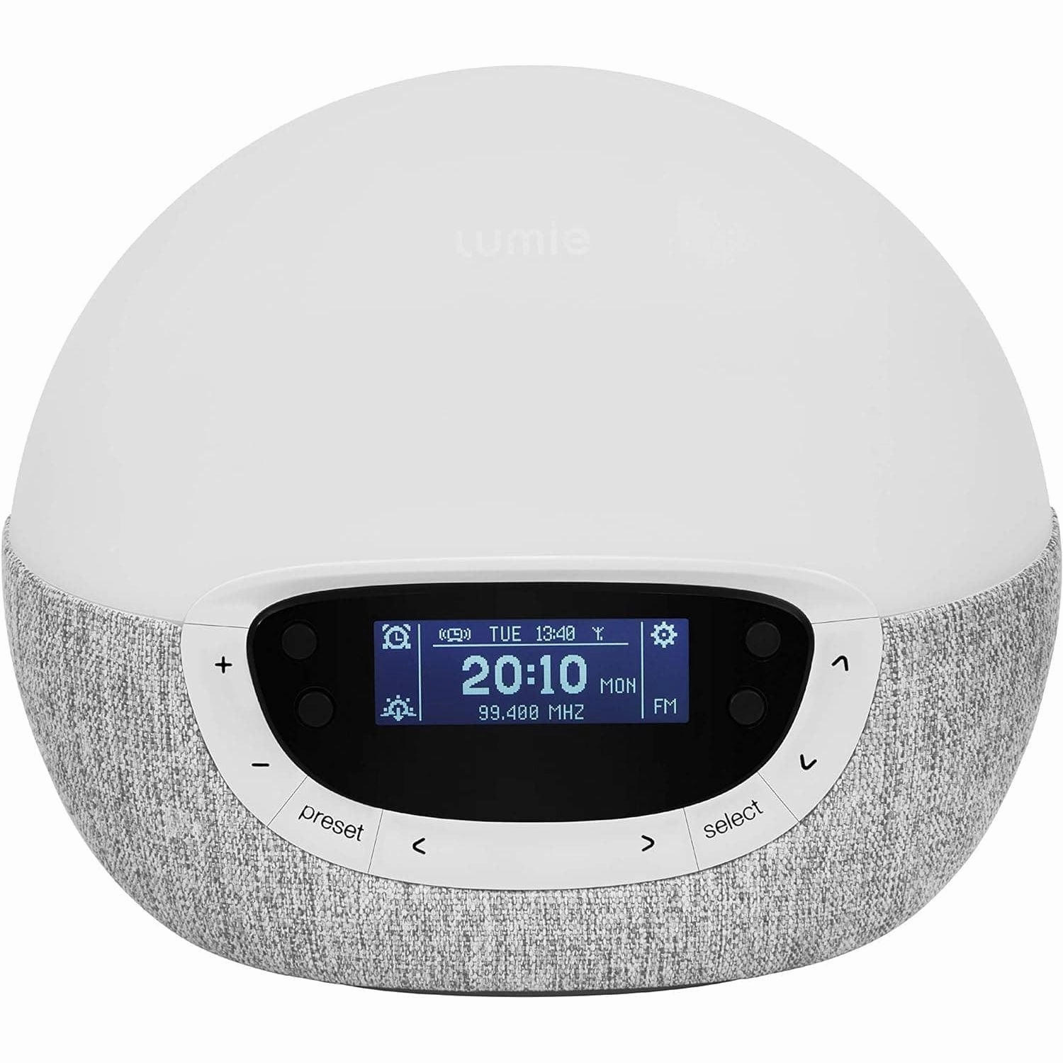 Lumie Bodyclock Shine 300 - Wake-up Light Alarm Clock with Radio, 15 Sounds and Sleep Sunset - White