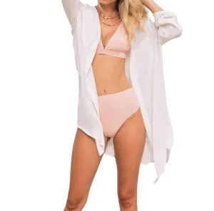 Lydia Buttoned Shirt Beach Cover Up In White