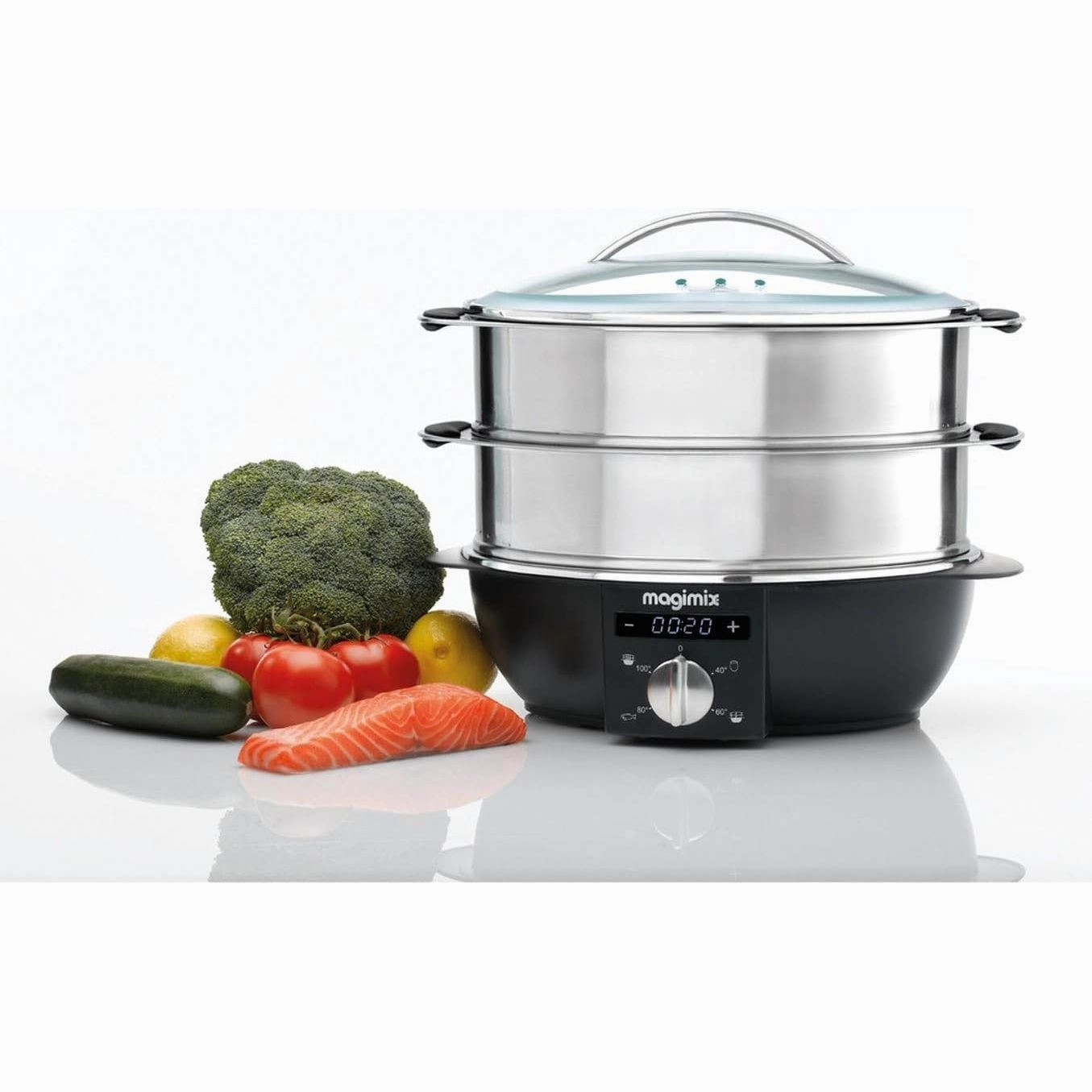 Magimix 11582 2-Basket Independent 1900W Steamer  Black & Chrome