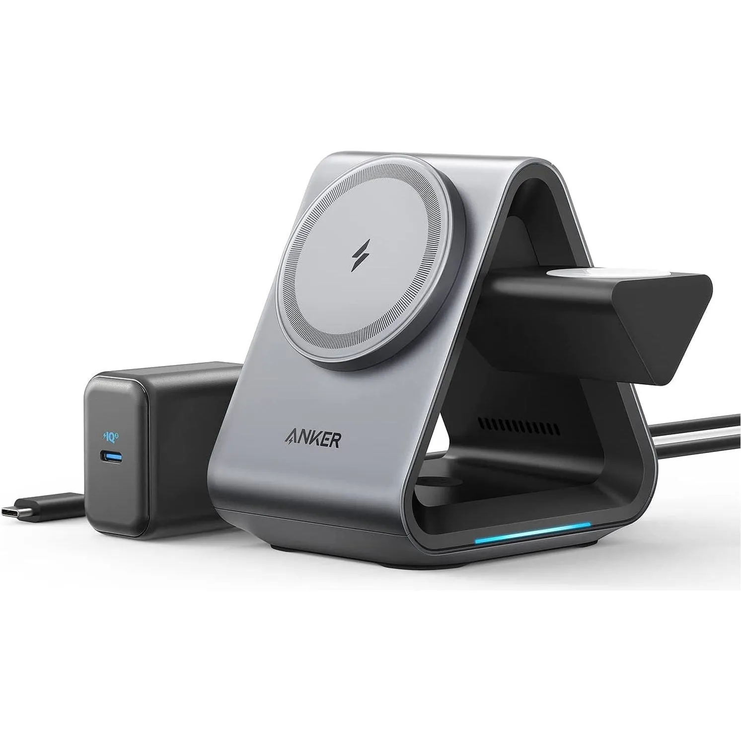 MagSafe Charger, Anker MagGo Charger (3-in-1 Station), MFi-Certified 15W Max Fast Charging, Compatible with iPhone 15/14/13/12, Apple Watch S8/7/6, AirPods 3/Pro (30W USB-C Charger Included) playstation 5, ps5 accessories, playstation games online
