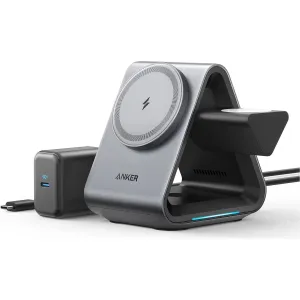 MagSafe Charger, Anker MagGo Charger (3-in-1 Station), MFi-Certified 15W Max Fast Charging, Compatible with iPhone 15/14/13/12, Apple Watch S8/7/6, AirPods 3/Pro (30W USB-C Charger Included) playstation 5, ps5 accessories, playstation games online