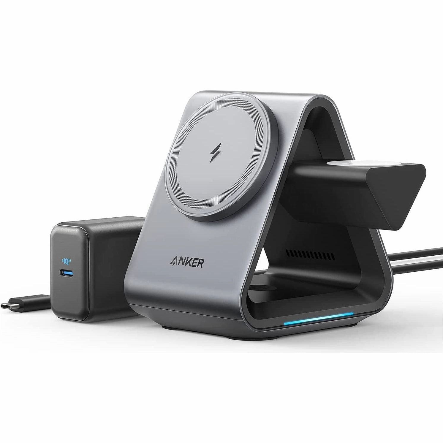 MagSafe Charger, Anker MagGo Charger (3-in-1 Station), MFi-Certified 15W Max Fast Charging, Compatible with iPhone 15/14/13/12, Apple Watch S8/7/6, AirPods 3/Pro (30W USB-C Charger Included) nintendo switch accessories, buy nintendo switch, best switch gam