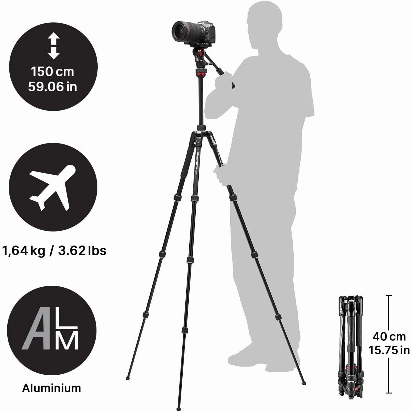 Manfrotto Befree Live Twist Travel Video Tripod ?C Aluminium, Twist Lock, for DSLR, Mirrorless & Video Cameras