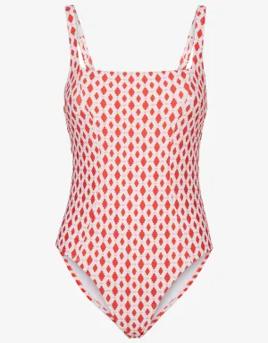 Marrakesh Tie Back One Piece Swimsuit - Red/White