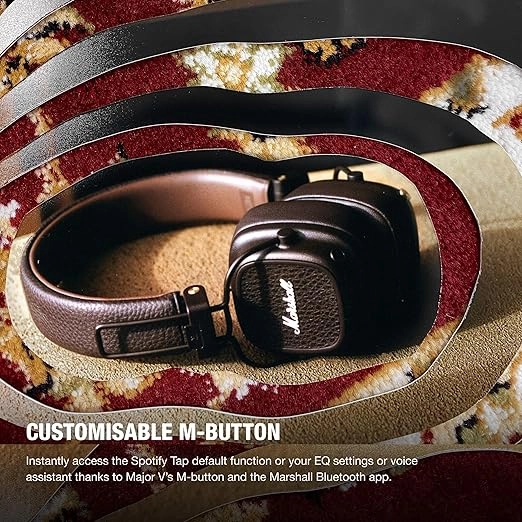 Marshall Major V Bluetooth Wireless Headphones, 100 Hours playtime - Brown