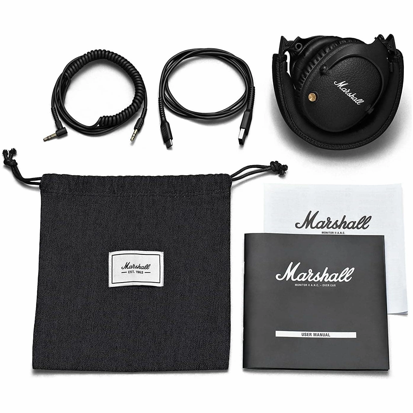 Marshall Monitor II ANC Wireless Bluetooth Headphones - Over-Ear, Active Noise Cancellation, 30-Hour Battery, Black