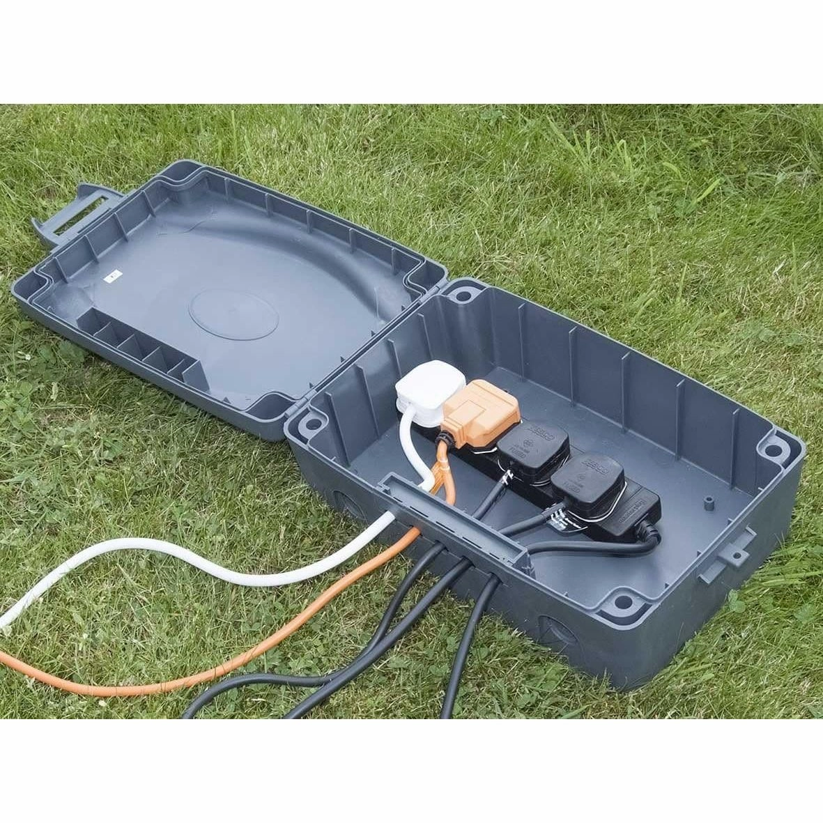 Masterplug IP54 Weatherproof Enclosure Lead & Timer 4 Gang 8mGrey