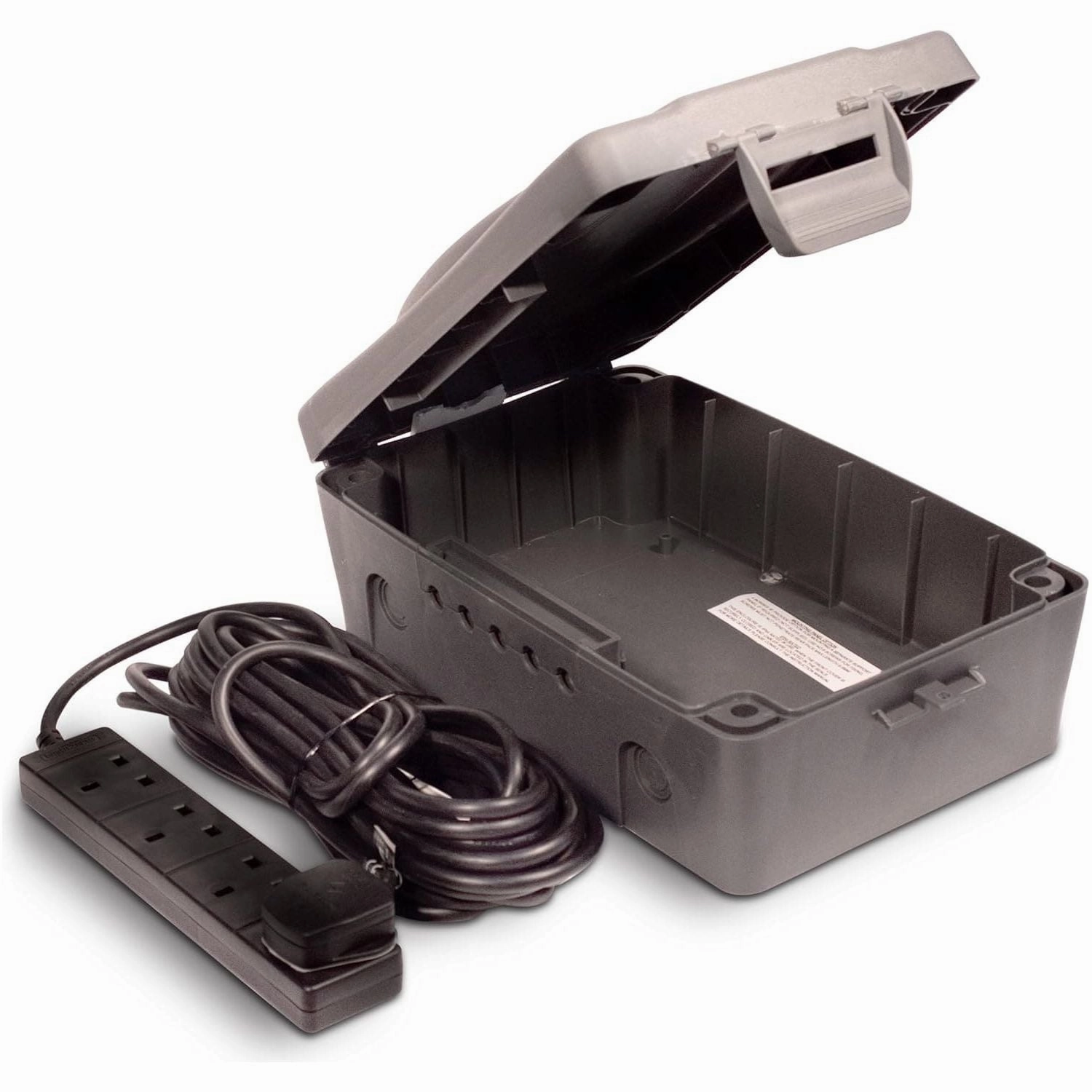 Masterplug IP54 Weatherproof Enclosure Lead & Timer 4 Gang 8mGrey