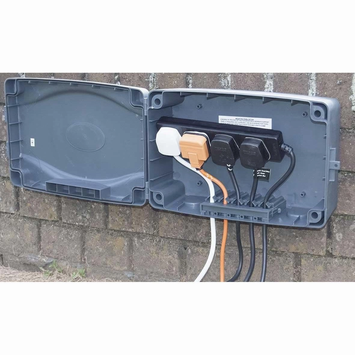 Masterplug IP54 Weatherproof Enclosure Lead & Timer 4 Gang 8mGrey