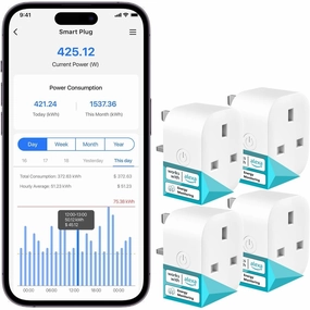 Meross Smart WiFi Plug 4-Pack, Energy Monitoring, Works with Alexa, Google Home, SmartThings, Remote Control Timer, No Hub Required, 13A xbox console, buy xbox series x, xbox accessories online