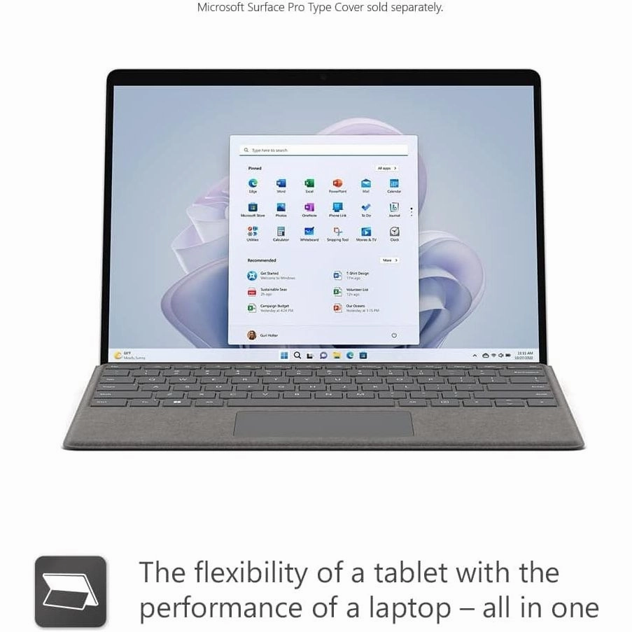 Microsoft Surface Pro 9, 13", Intel Core i7, 16GB RAM, 512GB SSD, Platinum