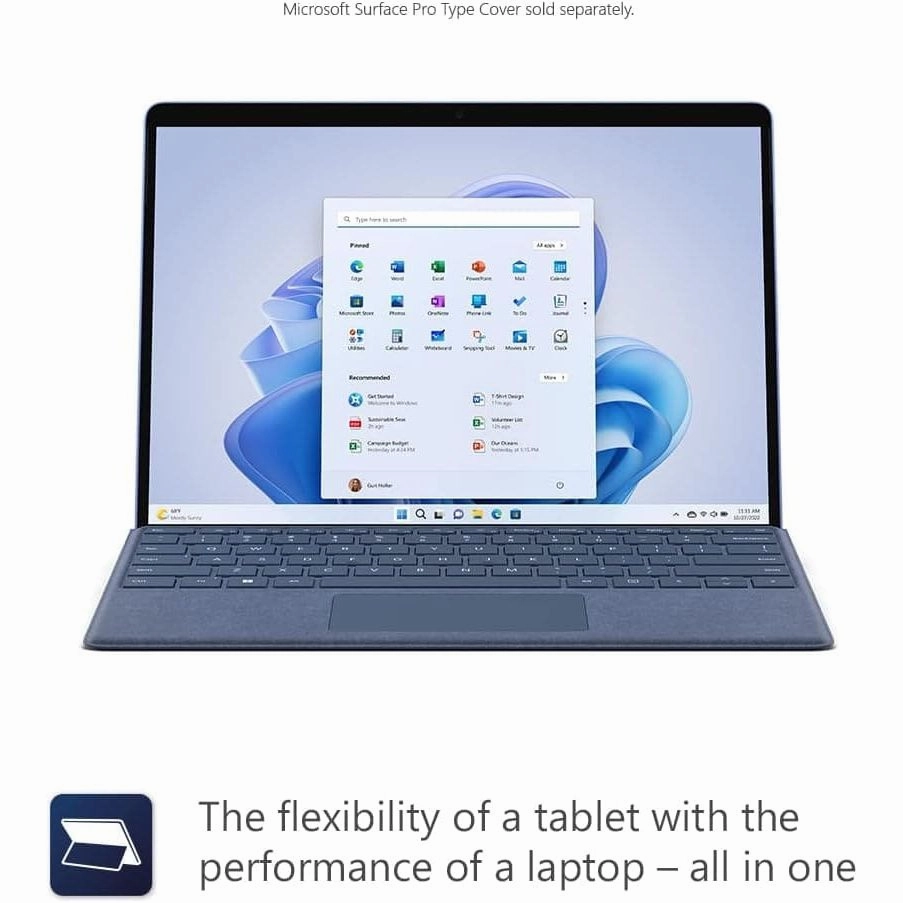 Microsoft Surface Pro 9 - 13 Inch 2-in-1 Tablet PC - Blue - Intel Core i5, 8GB RAM, 256GB SSD - Windows 11 Home
