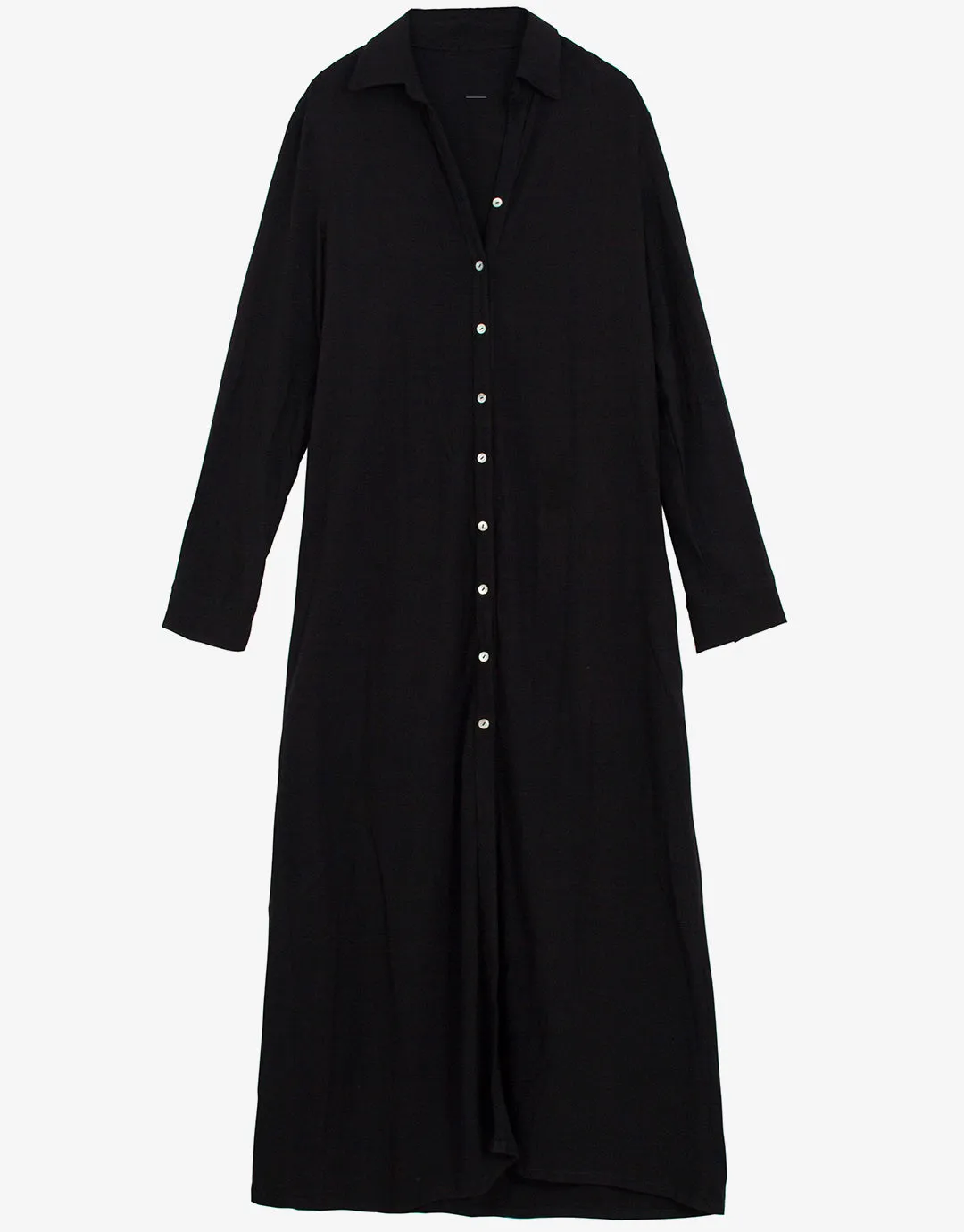 Midnight Billie Button Maxi Shirt Cover Up - Black