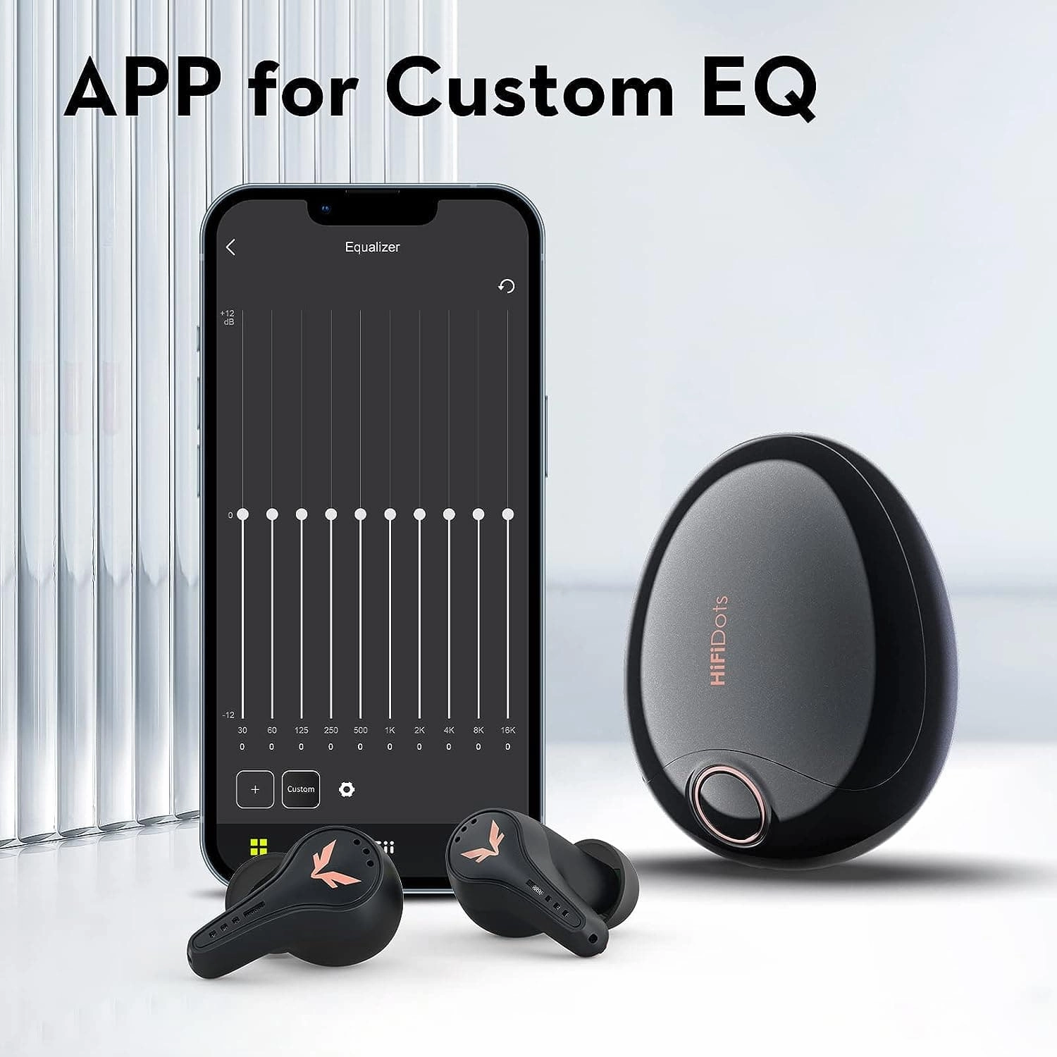 Mifo FiiTii HiFiDots Wireless Earbuds Active Noise Cancelling, aptX Lossless Sound Quality Bluetooth Earphones QC3071, APP for Custom EQ, Bluetooth 5.3, IPX7 Waterproof Small Earbuds - Black