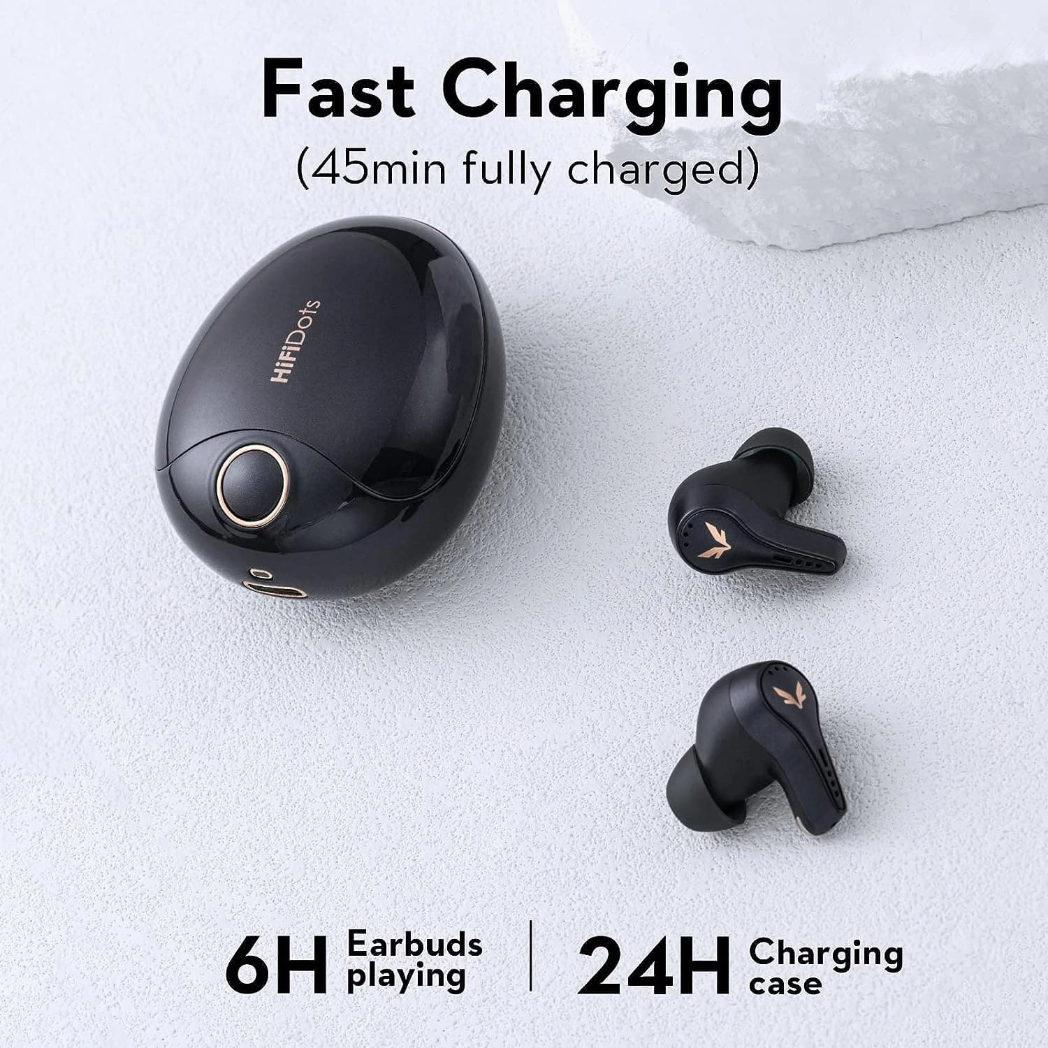 Mifo FiiTii HiFiDots Wireless Earbuds Active Noise Cancelling, aptX Lossless Sound Quality Bluetooth Earphones QC3071, APP for Custom EQ, Bluetooth 5.3, IPX7 Waterproof Small Earbuds - Black