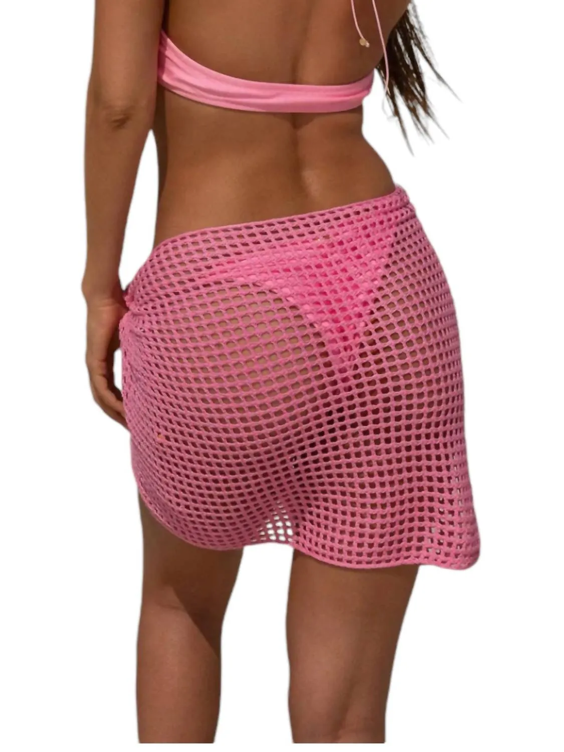 Mini Net Sarong In Pink Cream