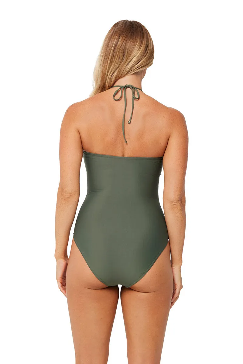 ML Keyhole Bandeau One Piece Khaki
