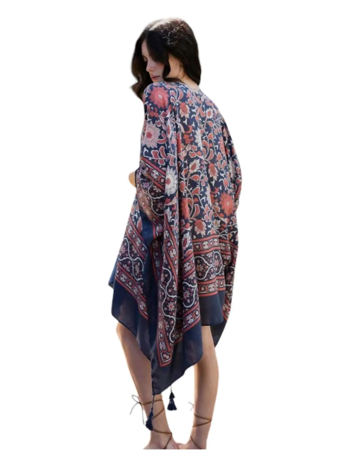 Moroccon Pattern Kimono In Navy
