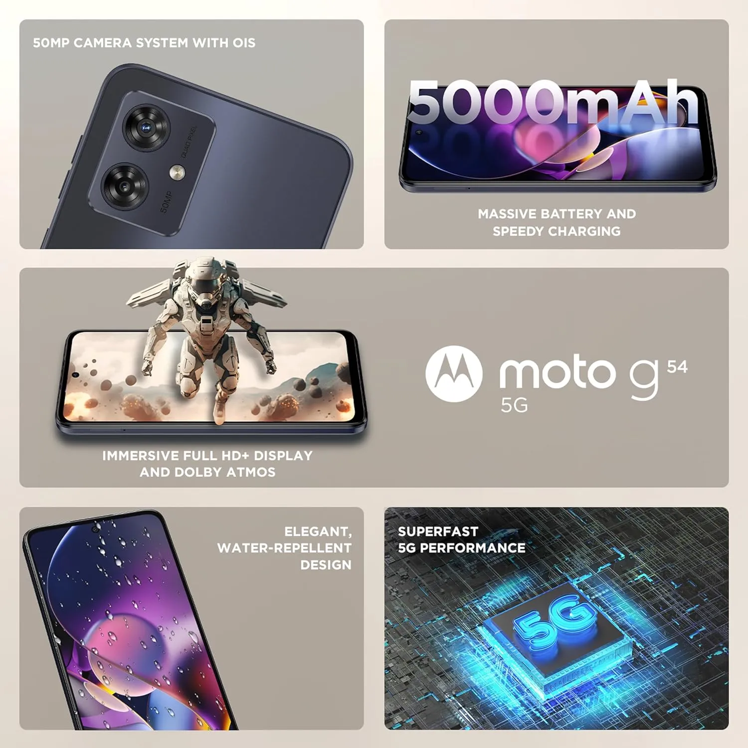 Moto G54 5G 256GB 8GB Midnight Blue Sim-Free Unlocked Mobile Phone