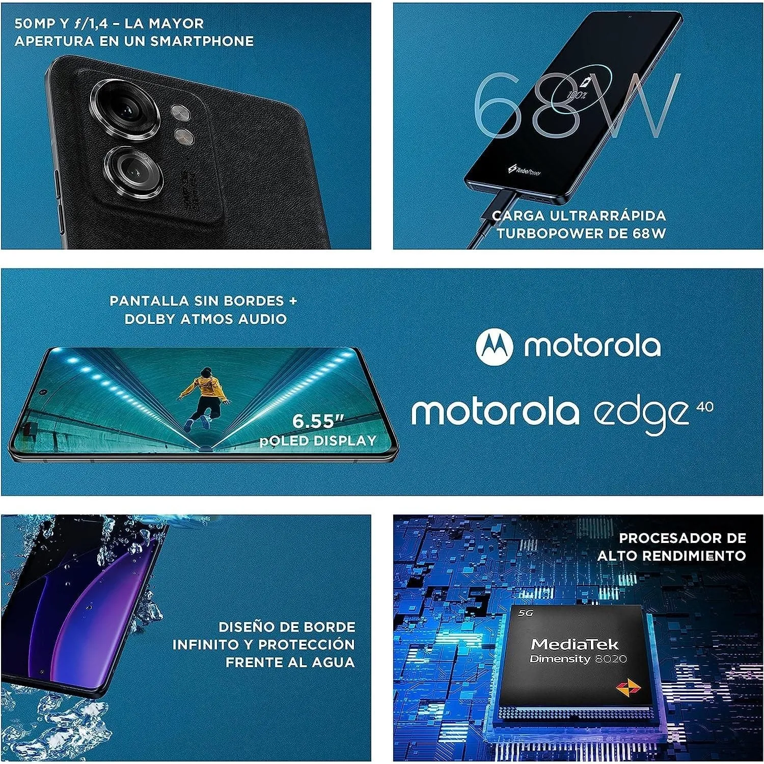 Motorola Edge 40 5G  - 256GB, 8GB RAM, Dual-SIM, Eclipse Black, Unlocked