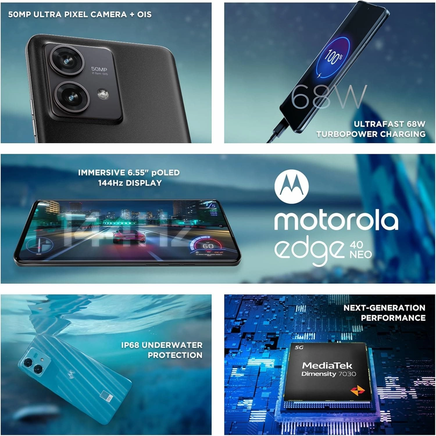 Motorola Edge 40 Neo - 12GB RAM - 256GB Storage -  Eclipse Black