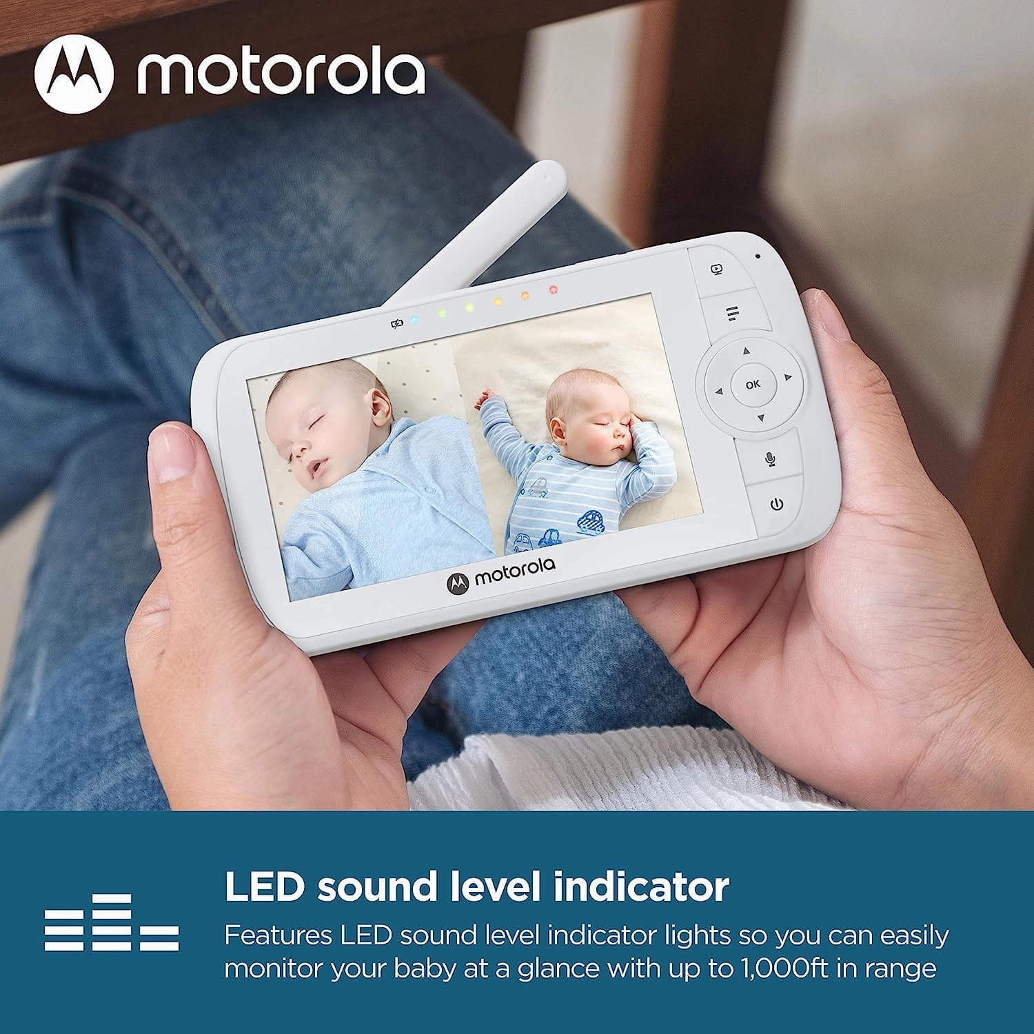 Motorola Nursery VM35-2 / Ease 35 Twin Baby Monitor with 2 Cameras 5.0 Inch Video Baby Monitor Display Split Screen Display Night Vision TwoWay Communication Lullabies Zoom Room Temperature, White