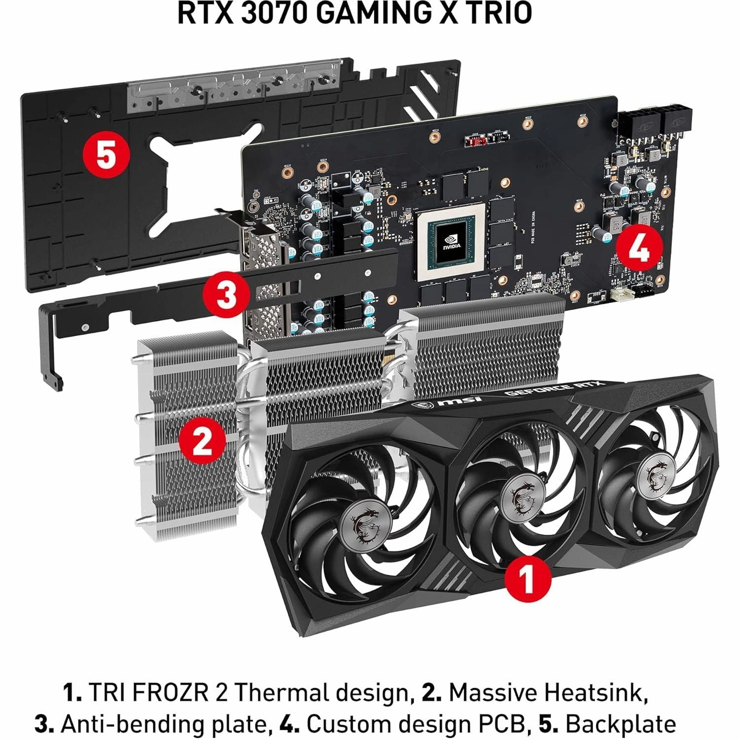 MSI GeForce RTX 3070 GAMING X TRIO Graphics Card - 8GB GDDR6, 1830 MHz, PCIe 4.0, HDMI 2.1, 3x DisplayPort 1.4a