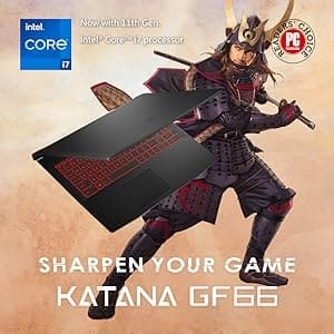 MSI Katana GF66 Gaming Laptop (11UE-1000UK), Intel Core i7-11800H, 15.6" FHD 144Hz Panel, GeForce RTX 3060, 16GB, 512GB SSD, Windows 11 - Black