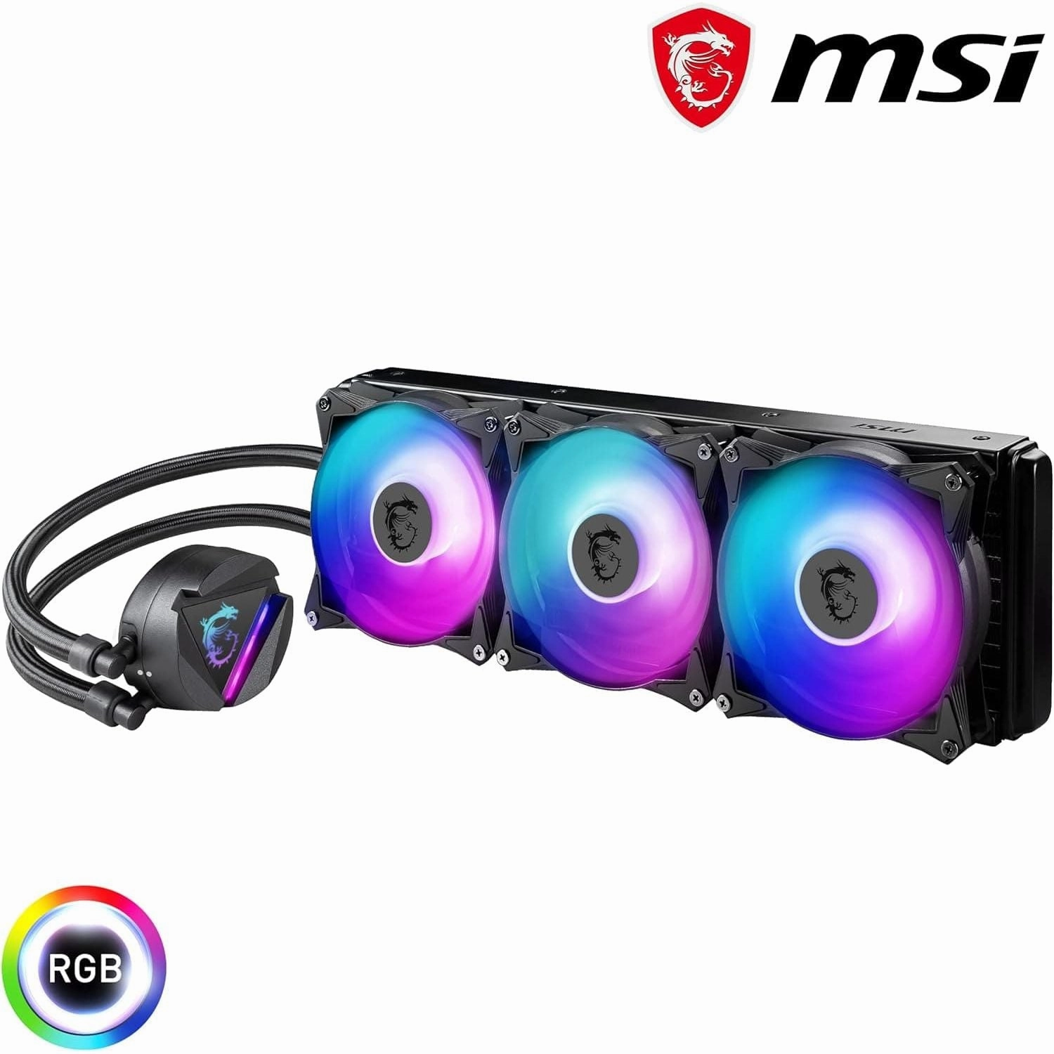 MSI MAG CoreLiquid 360R V2 AIO Liquid CPU Cooler - ARGB Rotatable Blockhead, Split-Flow Cooling, Evaporation-Proof Tubing, Easy Install, AMD/Intel Compatible