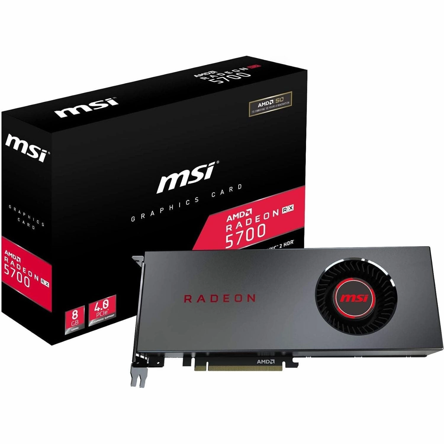 MSI RADEON RX 5700 8G Graphics Card '8GB GDDR6, 1725Hz, AMD NAVI 10 XL GPU, 3x DisplayPort, HDMI, Single Fan Cooling System