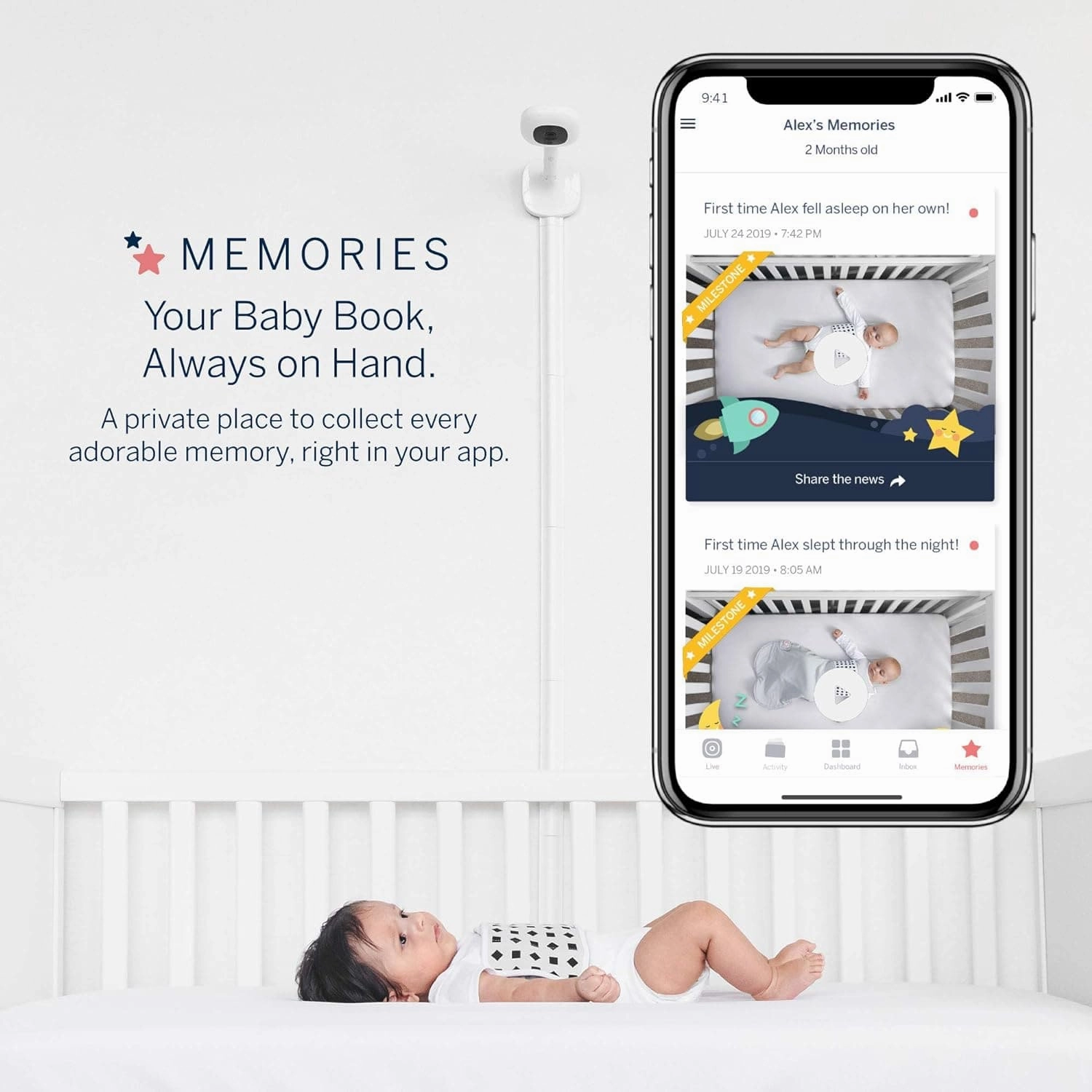 Nanit Pro Complete Baby Monitoring System Bundle  Includes 1080p Over The Cot Camera, Travel Multi-Stand, Breathing Wear Band - Tracks Newborn Sleep and Breathing Motion Sensor-Free - Night Vision