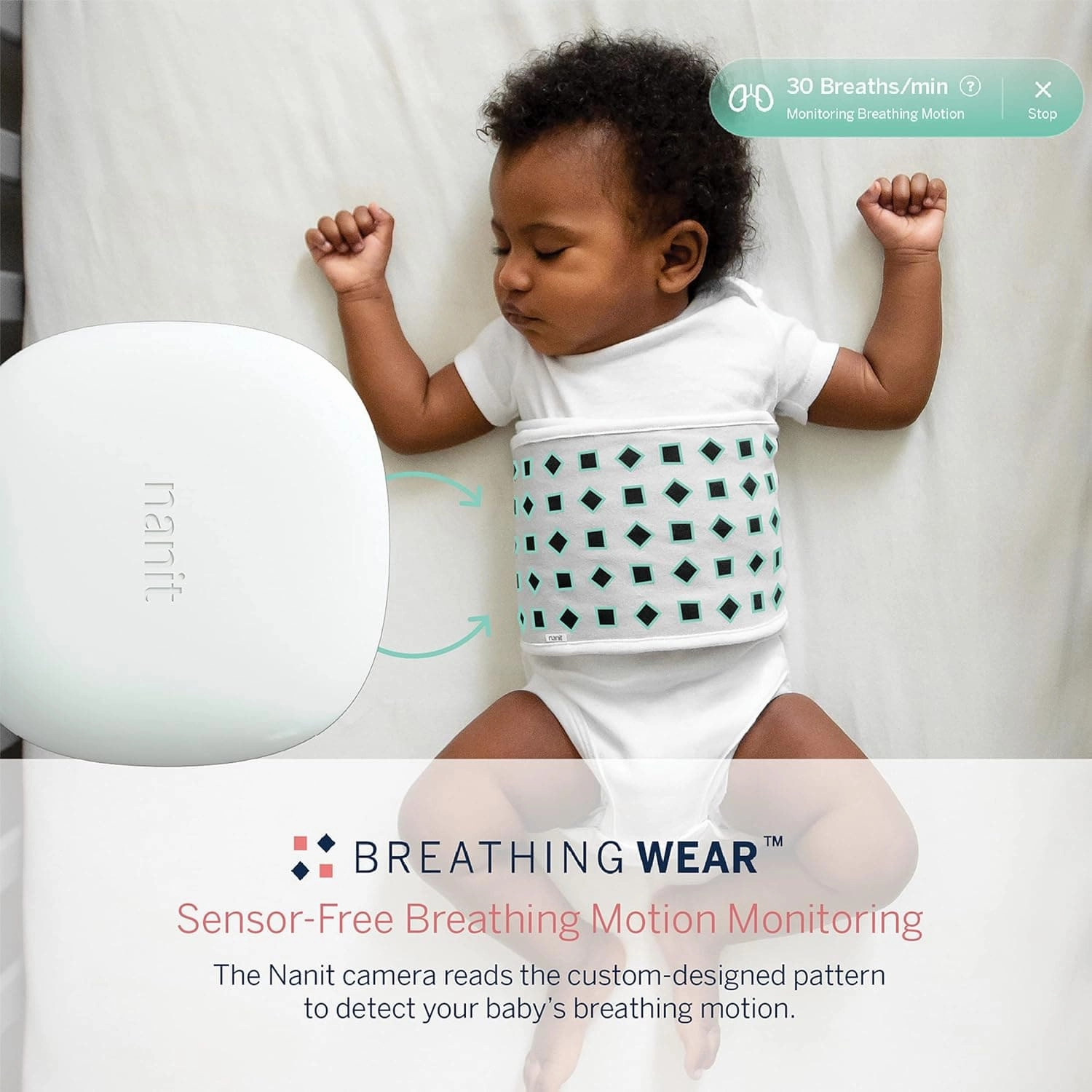 Nanit Pro Complete Baby Monitoring System Bundle  Includes 1080p Over The Cot Camera, Travel Multi-Stand, Breathing Wear Band - Tracks Newborn Sleep and Breathing Motion Sensor-Free - Night Vision