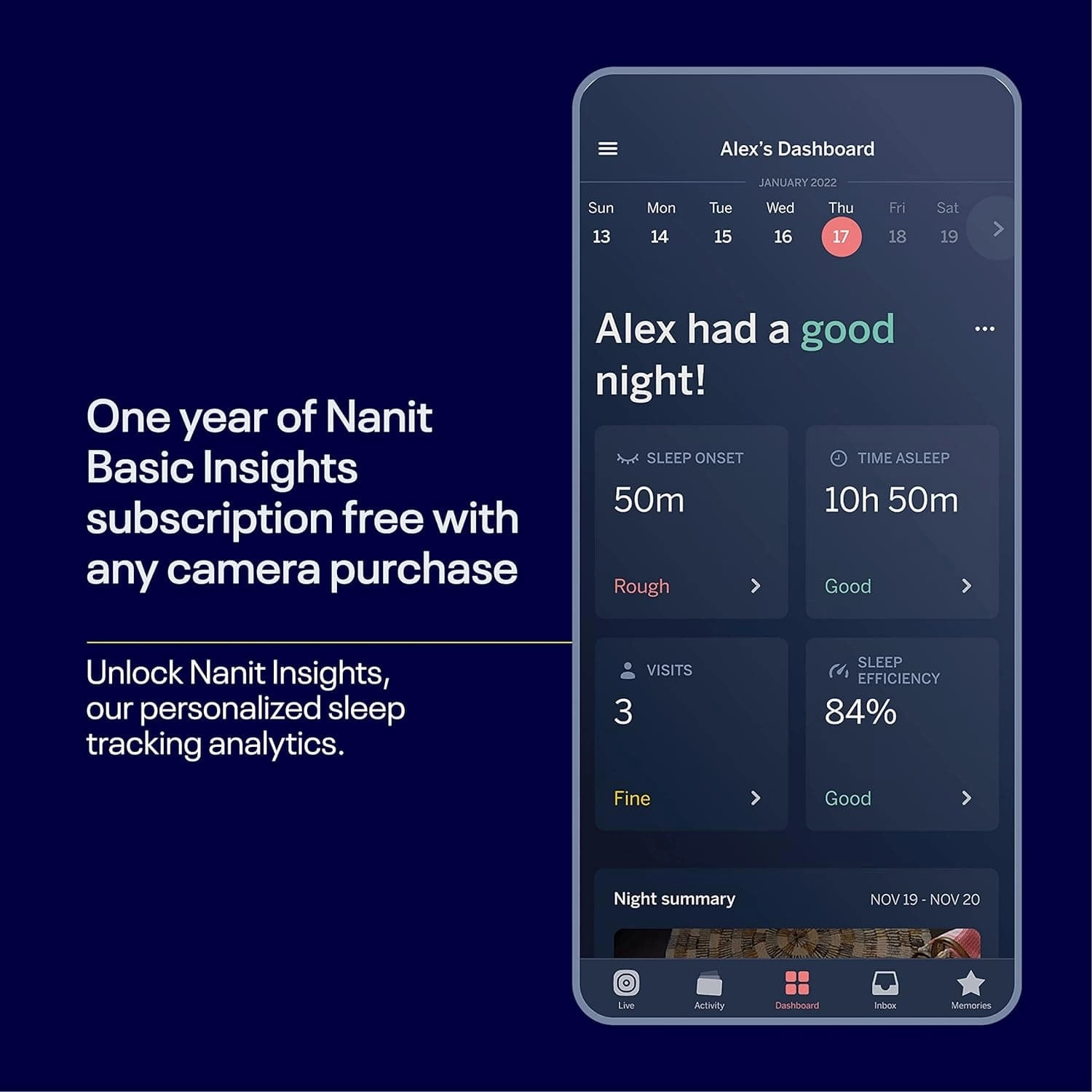 Nanit Pro Complete Baby Monitoring System Bundle  Includes 1080p Over The Cot Camera, Travel Multi-Stand, Breathing Wear Band - Tracks Newborn Sleep and Breathing Motion Sensor-Free - Night Vision