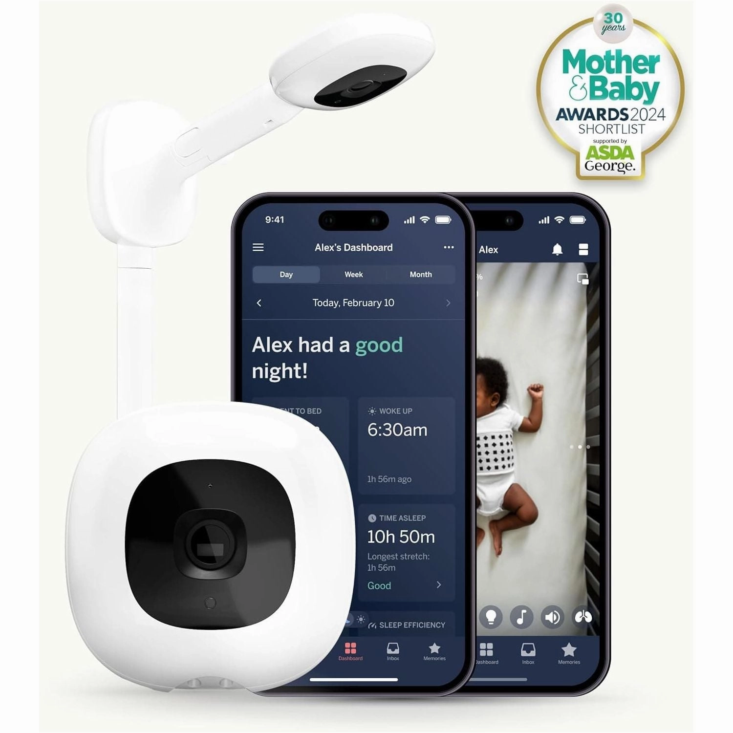 Nanit Pro Complete Baby Monitoring System Bundle  Includes 1080p Over The Cot Camera, Travel Multi-Stand, Breathing Wear Band - Tracks Newborn Sleep and Breathing Motion Sensor-Free - Night Vision