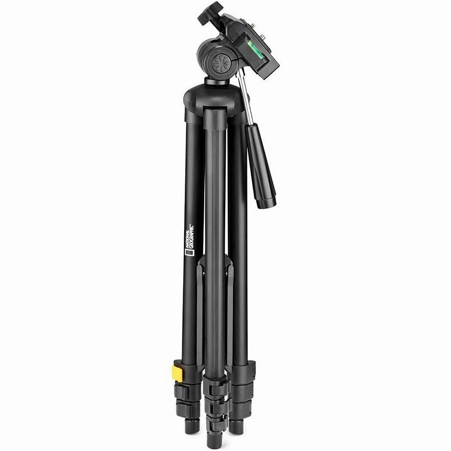 National Geographic Small Phototripod Kit with Carrying Bag, 3-Way Head, Quick Release, 4-Section Legs, 1kg Load, Aluminium - Black