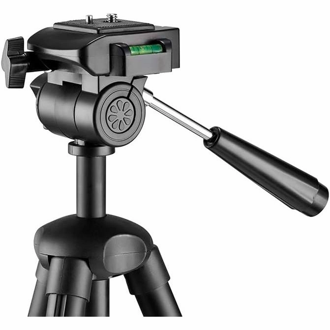 National Geographic Small Phototripod Kit with Carrying Bag, 3-Way Head, Quick Release, 4-Section Legs, 1kg Load, Aluminium - Black