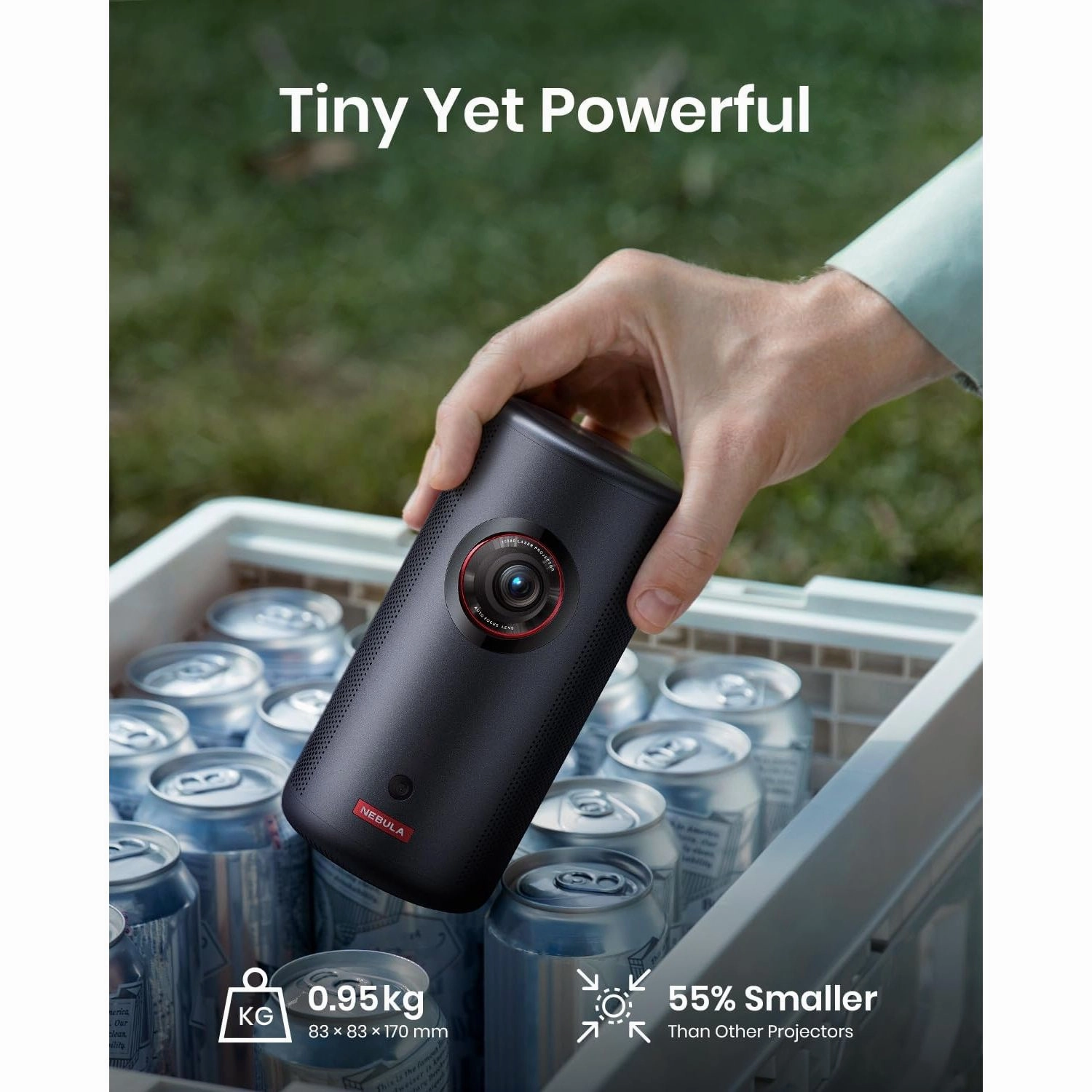 NEBULA Anker Capsule 3 Laser 1080p Mini Projector - Smart, Wi-Fi, Dolby Digital, 120" Display, 4K Support, Built-in Battery (2.5-Hour Playtime)
