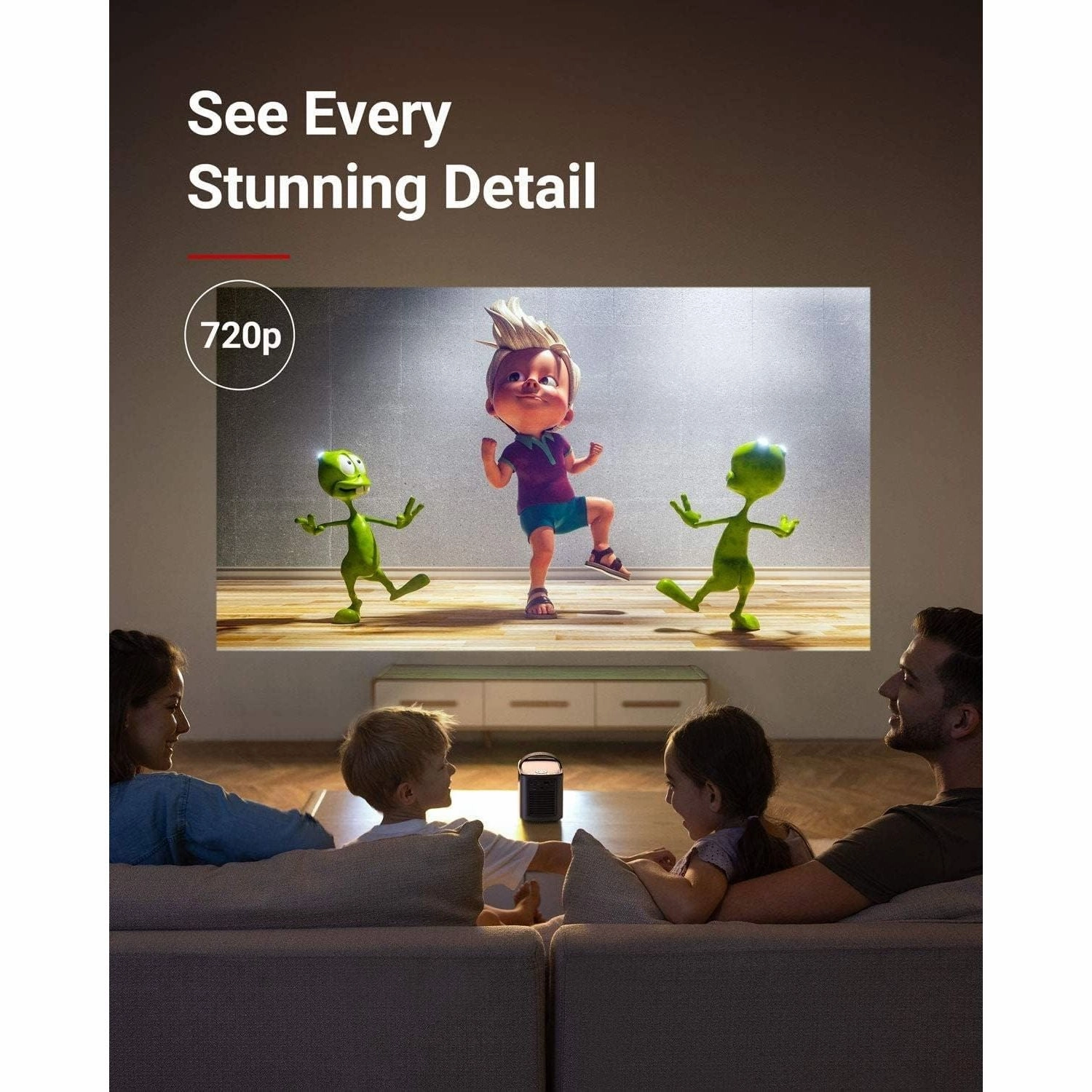 NEBULA by Anker Mars II Pro - Mini Portable Projector, 500 ANSI Lumen, Black, 720p Image Quality, 40-100 Inch Display, Ideal for Home Entertainment and Movies