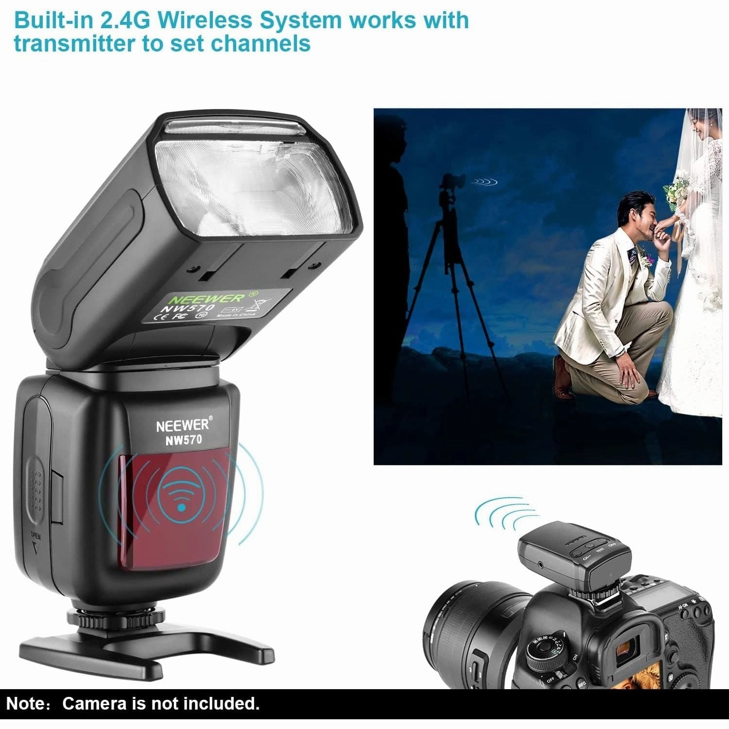 Neewer Flash Speedlite with 2.4G Wireless System & 15 Channels Transmitter Compatible with DSLR Canon, Nikon, Sony, Panasonic, Olympus, Fujifilm, Pentax and other DSLR Camera