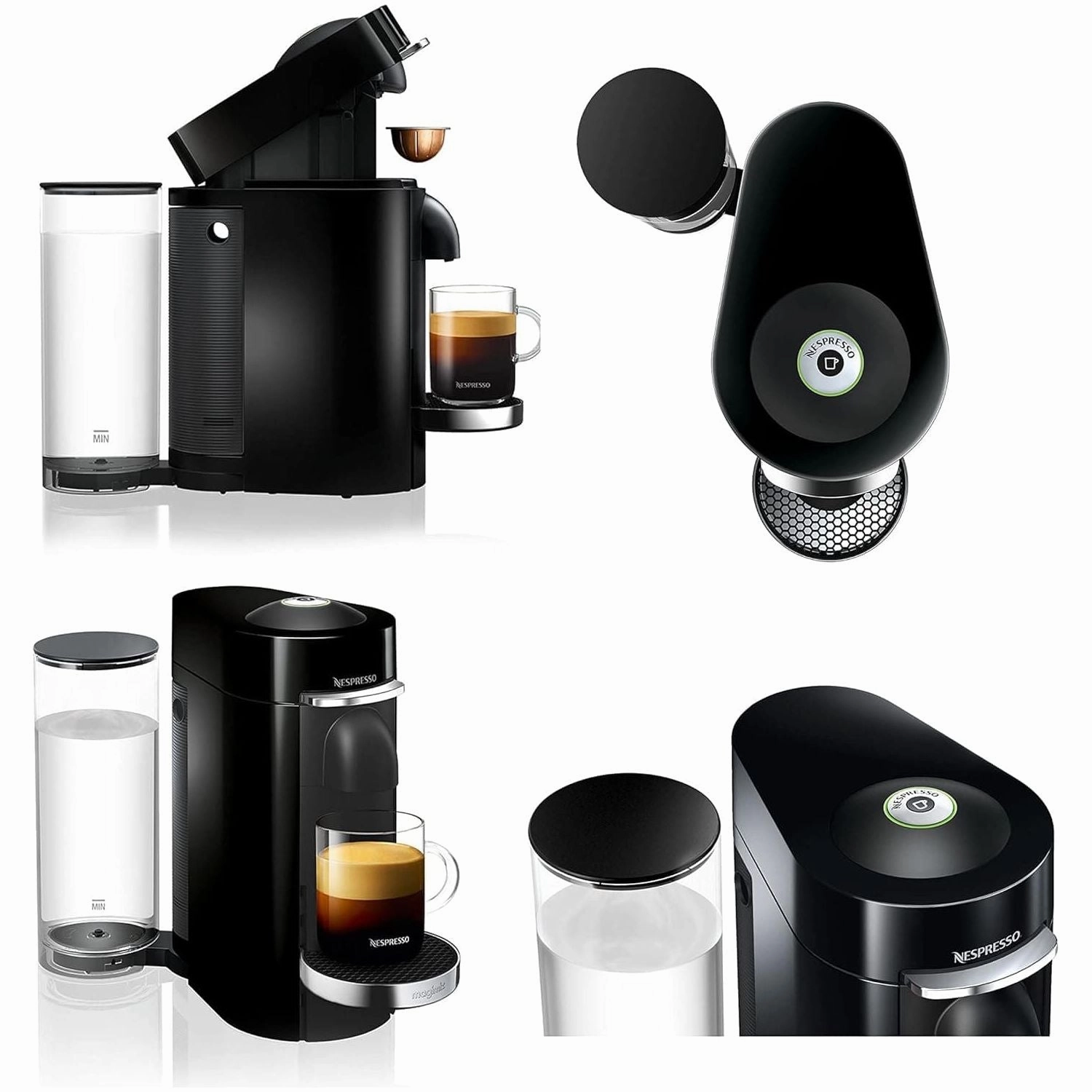 Nespresso Vertuo Plus Automatic Pod Coffee Machine for Americano, Decaf, Espresso by Magimix in Black