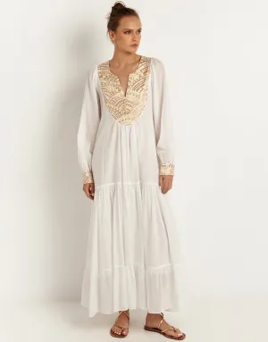 New Triangle Maxi Dress - White and Gold
