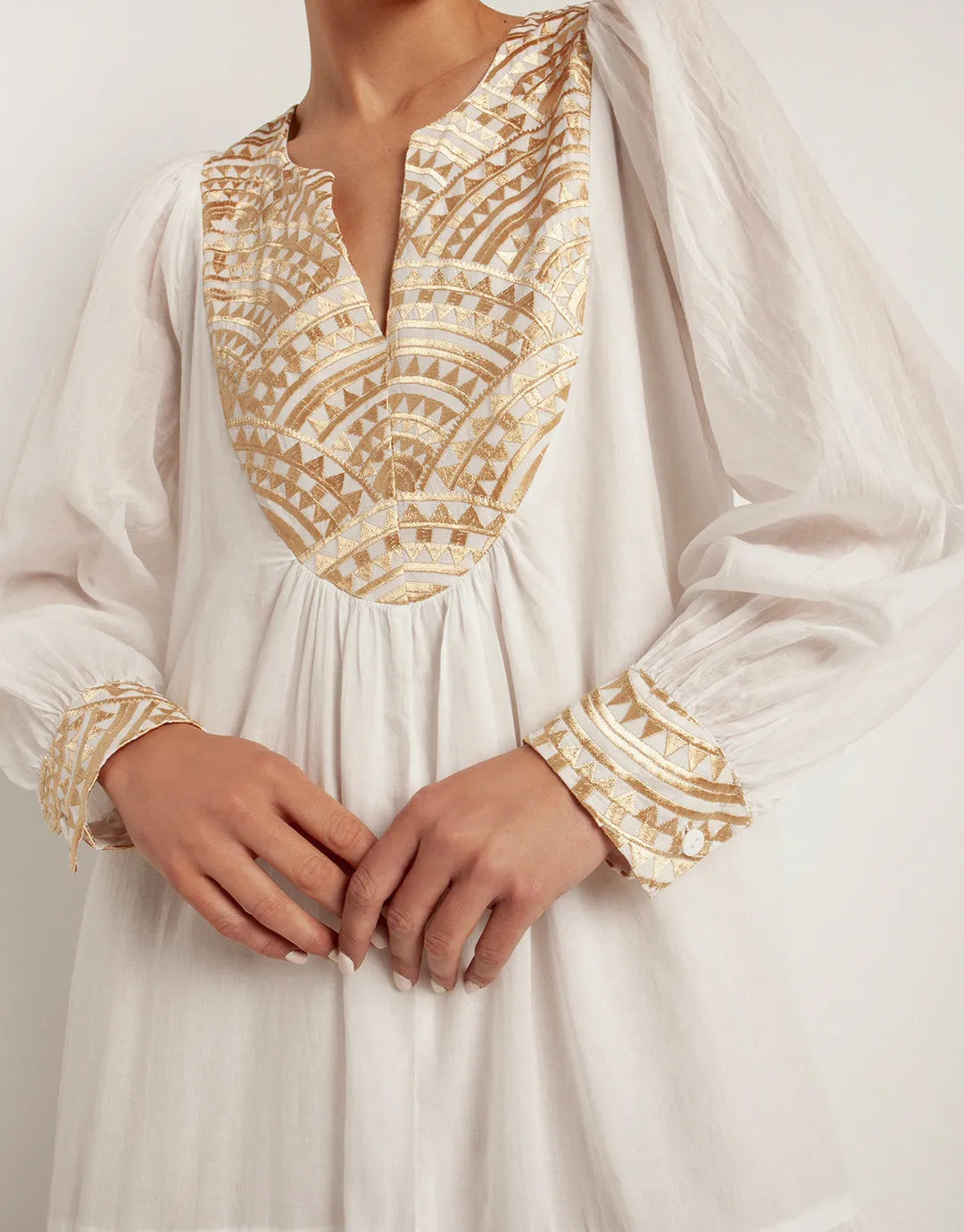 New Triangle Maxi Dress - White and Gold