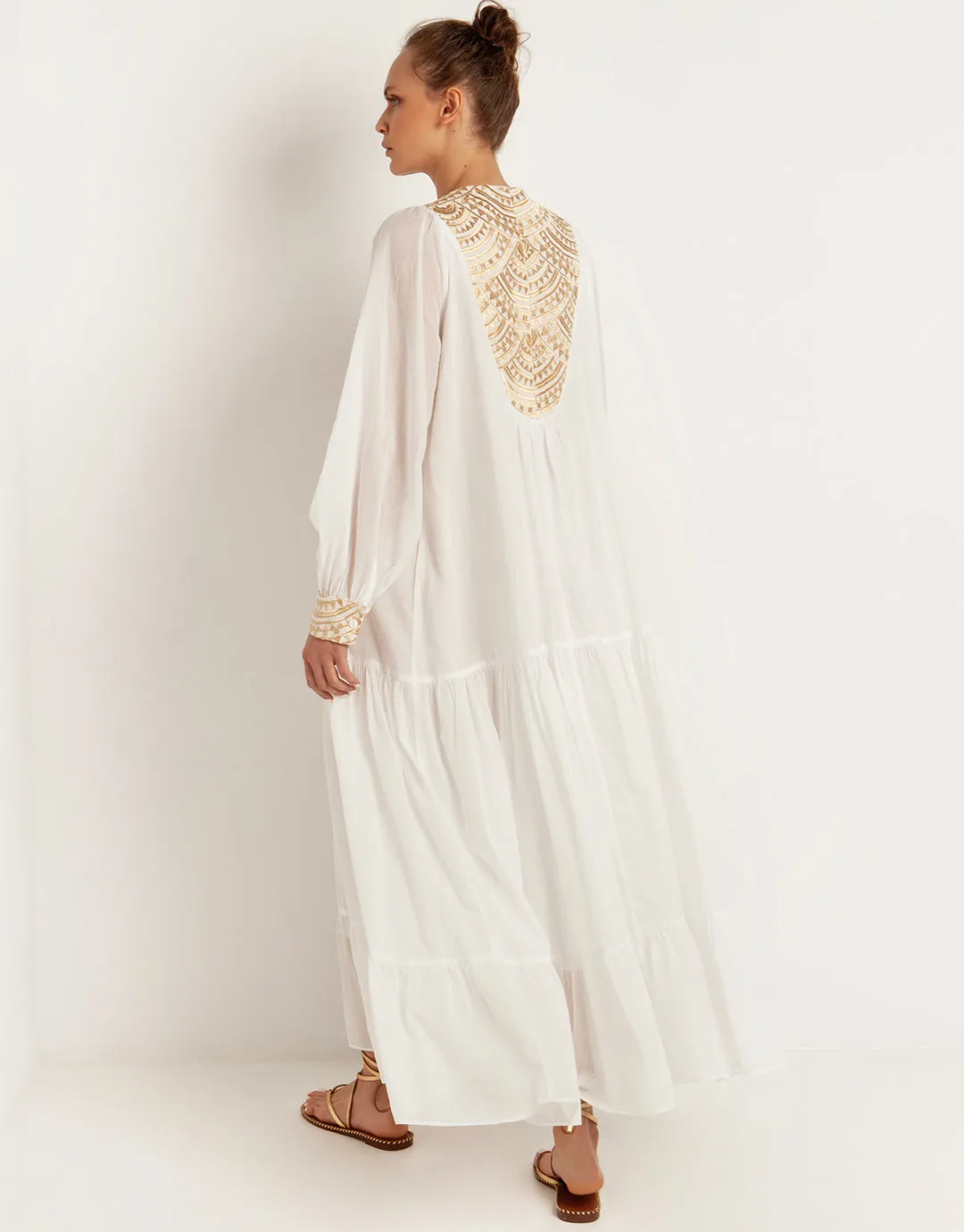 New Triangle Maxi Dress - White and Gold