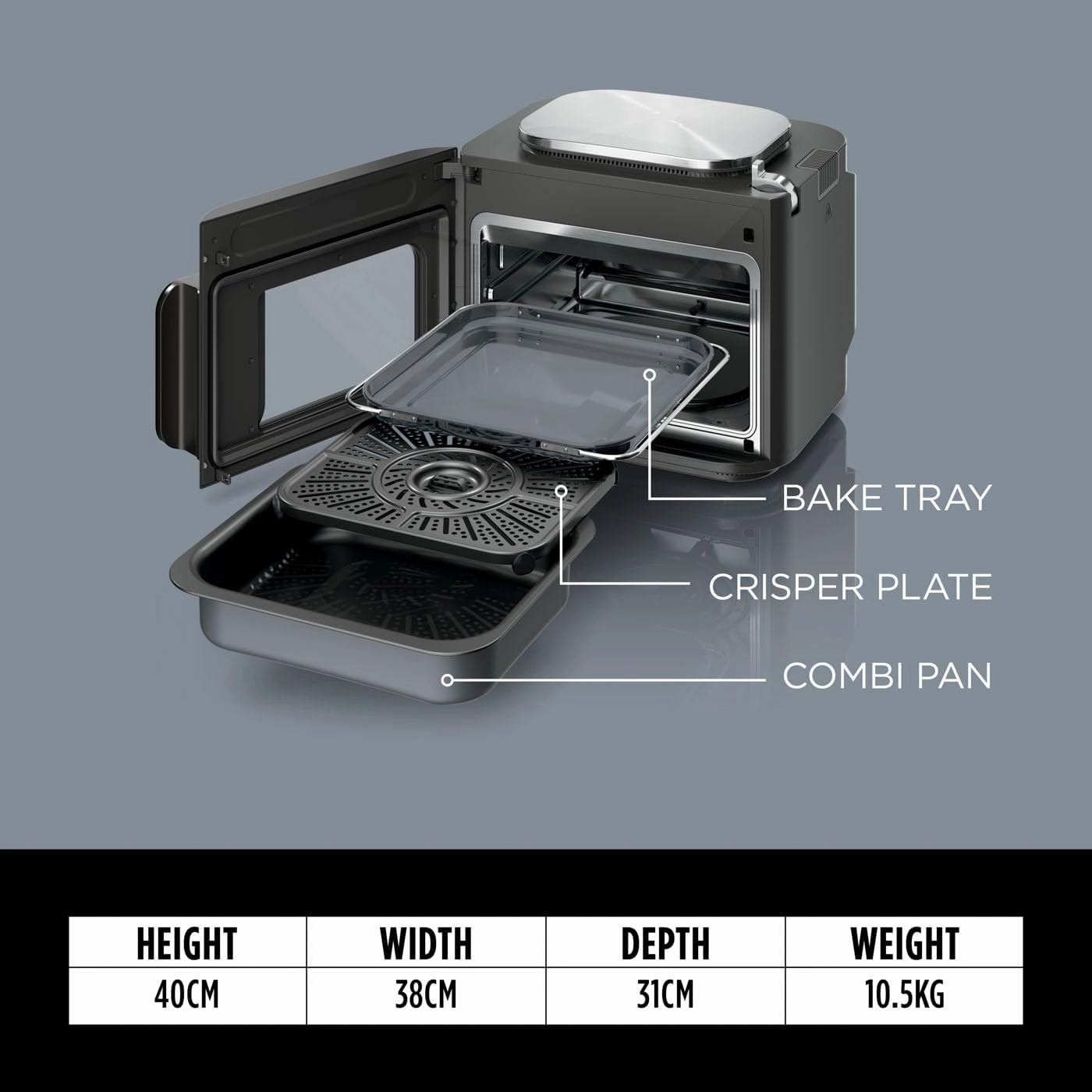 Ninja Combi 12-In-1 Multi-Cooker, Oven & Air Fryer, 12 Cooking Functions, Make 15 Minute* Family-Size Meals, Includes Bake Tray, Pan, & Recipe Guide, Grey, SFP700UK