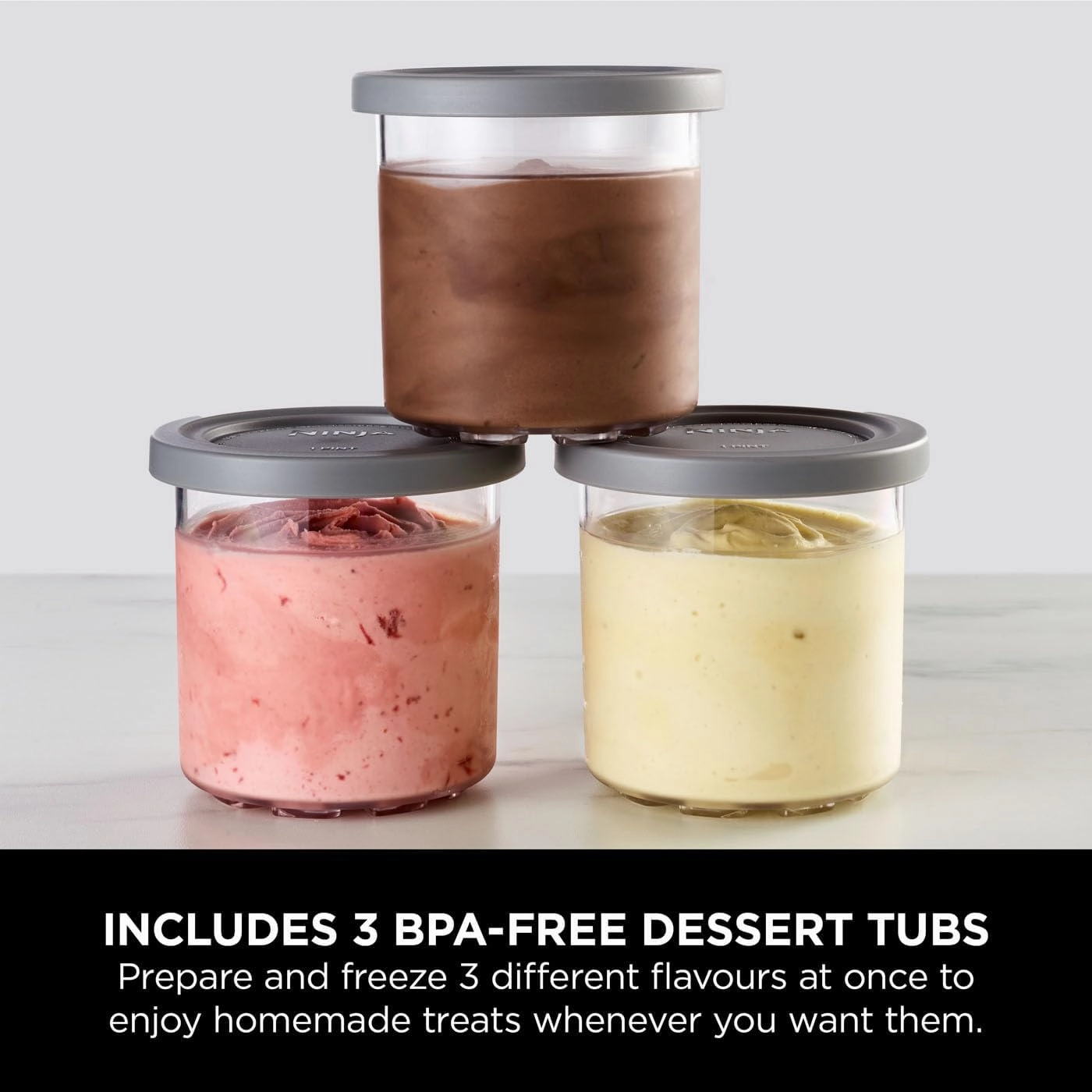 Ninja CREAMi Ice Cream & Dessert Maker, 1.4L, 7 Programs, 3 Tubs, Black & Copper - NC300UKCP