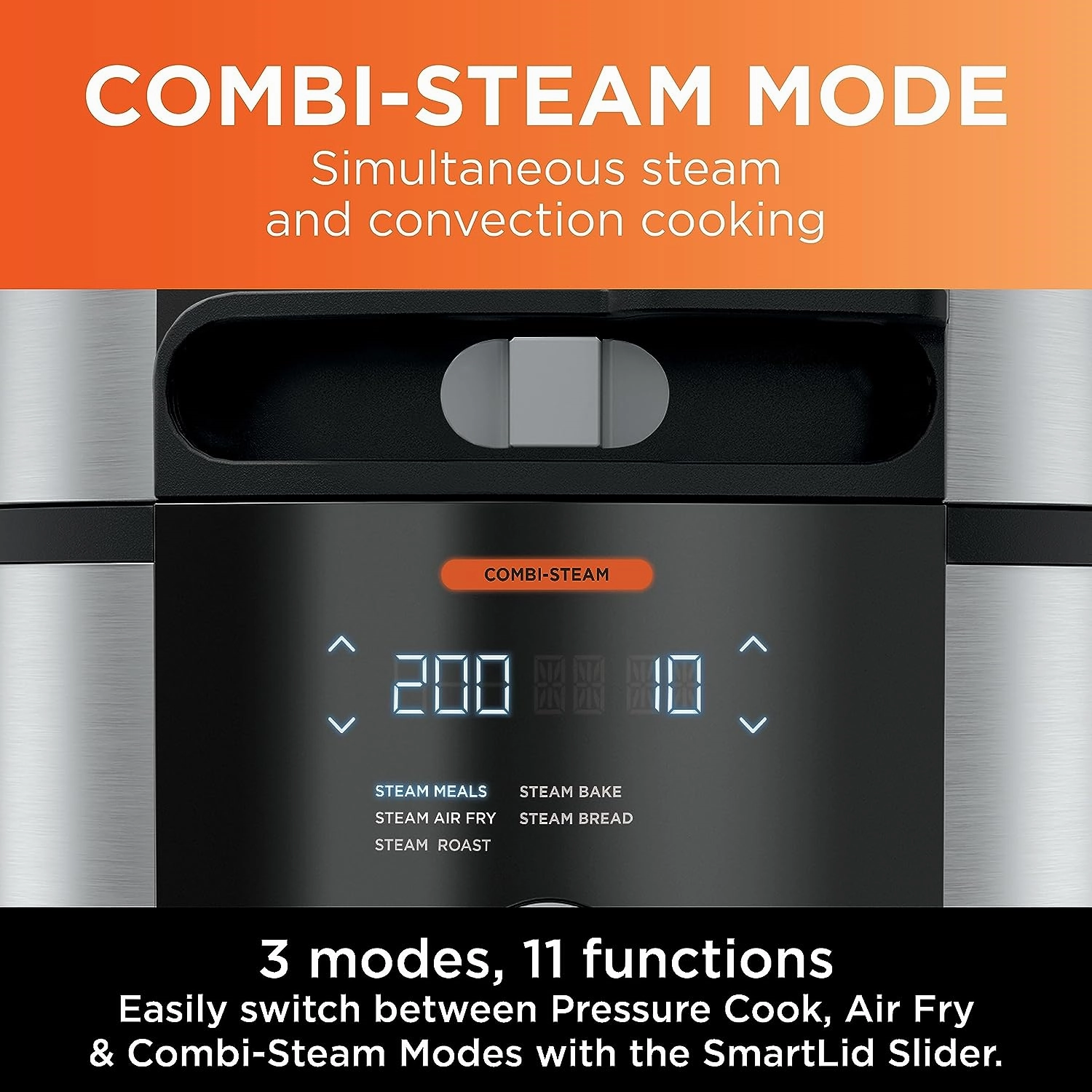 NINJA Foodi 11-in-1 SmartLid Multi-Cooker 6L [OL550UK] Electric Pressure Cooker, Air Fryer, Combi-Steam, Slow Cooker, Grill, Bake - Silver
