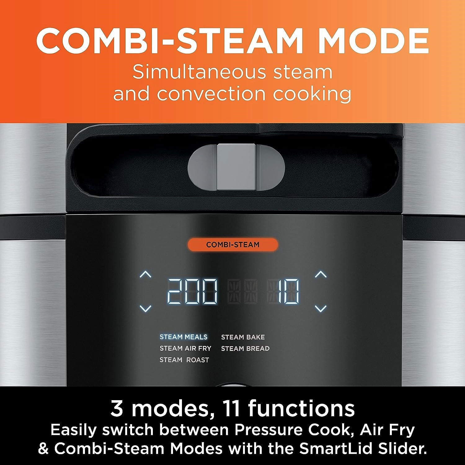 NINJA Foodi 11-in-1 SmartLid Multi-Cooker 6L [OL550UK] Electric Pressure Cooker, Air Fryer, Combi-Steam, Slow Cooker, Grill, Bake - Silver