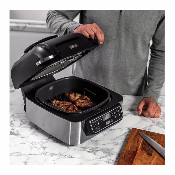 NINJA Foodi AG301UK 5-in-1 Health Grill & Air Fryer - Black & Brushed Steel