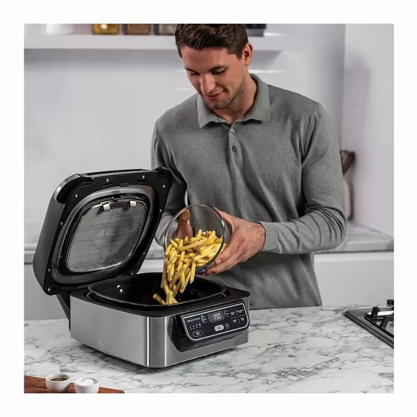 NINJA Foodi AG301UK 5-in-1 Health Grill & Air Fryer - Black & Brushed Steel